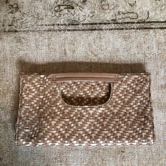 Like New Anthropologie Cara Woven Fold Over Clutch Handbag - Picture 9 of 12